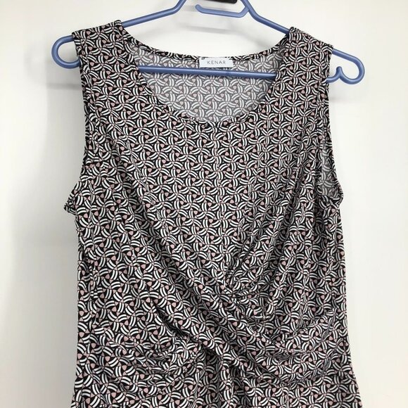 Kenar black white pink abstract tank top with flattering cross  cross in front M - Picture 12 of 15